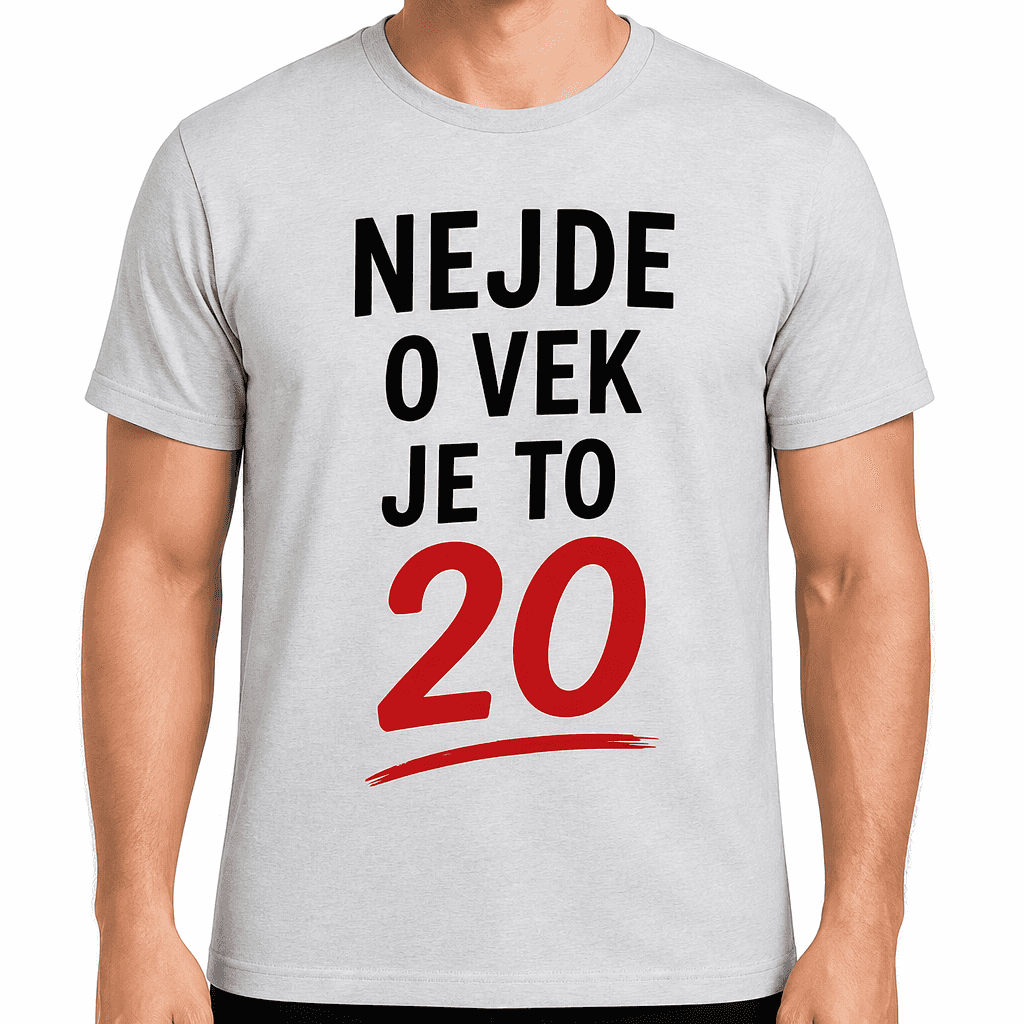 Tričko k 20. narodeninám – Nejde o vek je to 20