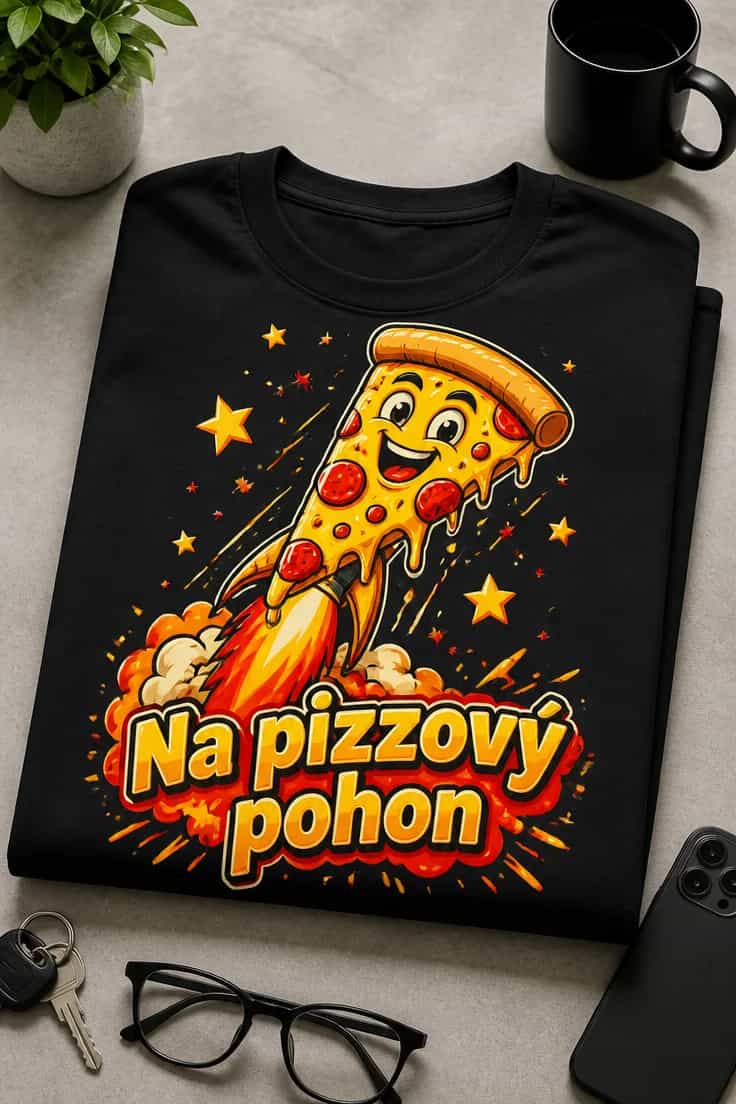Pánske tričko s pizzou – Na pizzový pohon