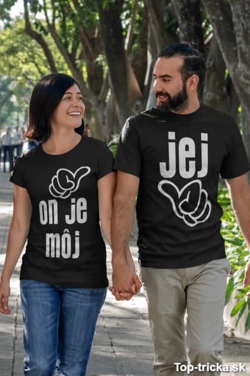 Tričká pre páry on je môj jej