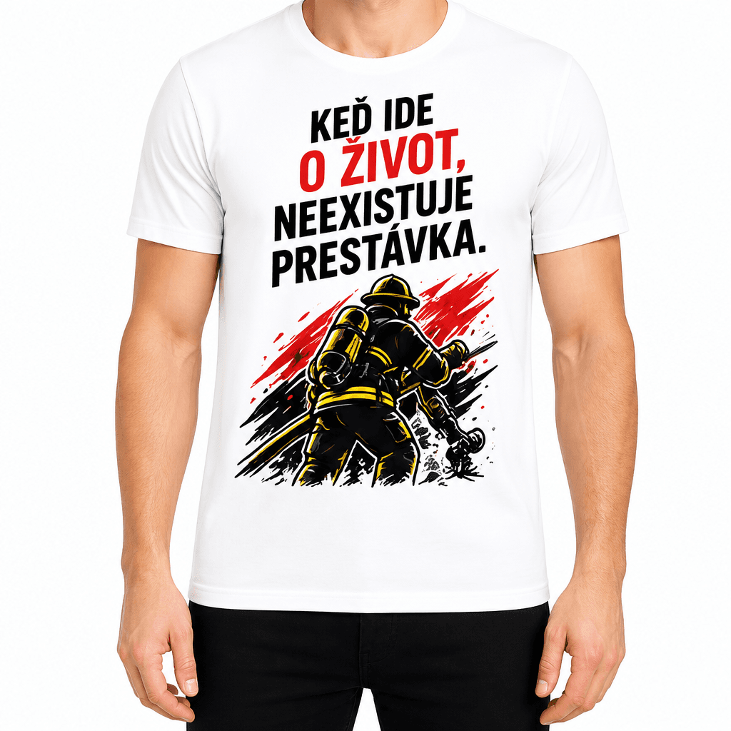 Tričko pre hasiča – Keď ide o život, neexistuje prestávka.