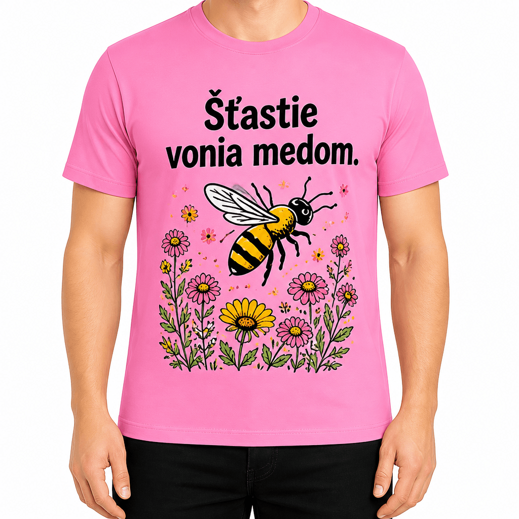 Tričko pre včelára – Šťastie vonia medom.