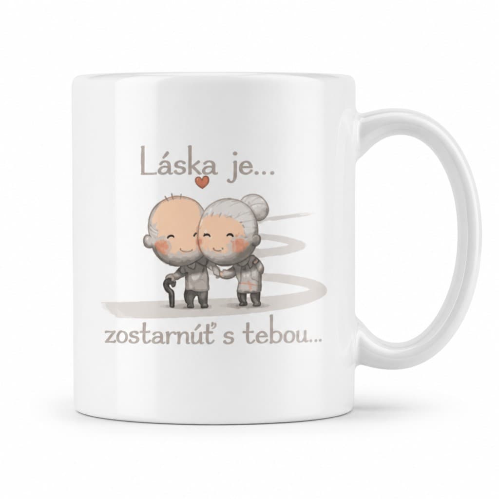 Vtipný hrnček láska je zostarnúť s tebou