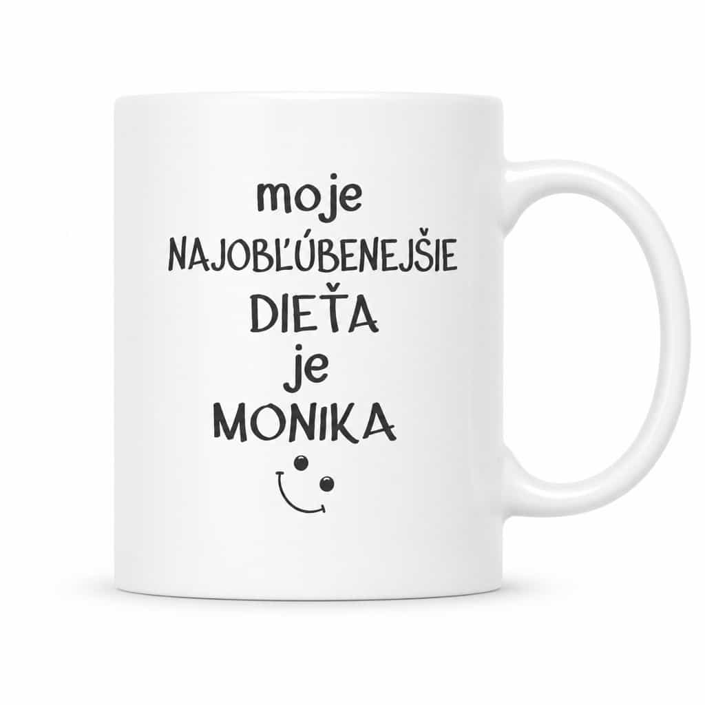 Vtipný hrnček moje najobľúbenejšie dieťa s ľubovoľným menom