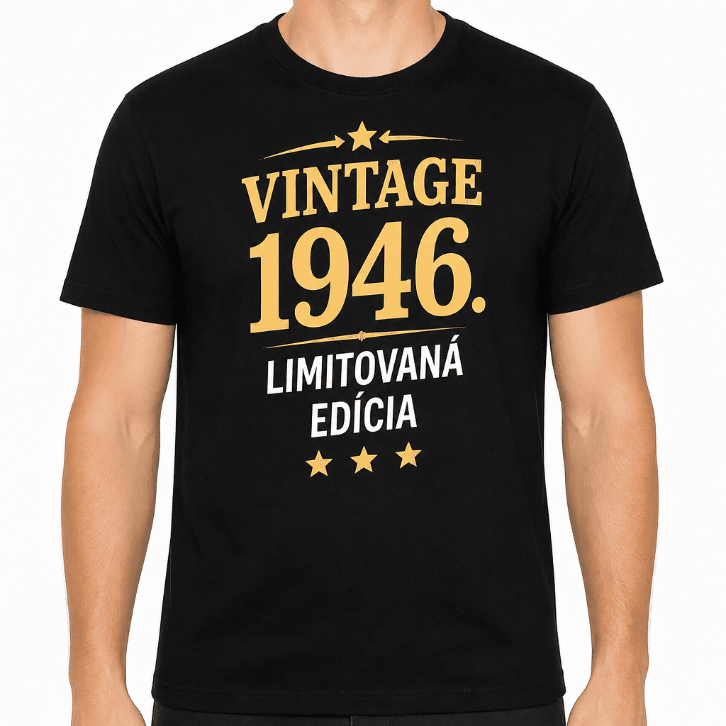 Tričko k 80. narodeninám – Vintage 1946. Limitovaná edícia