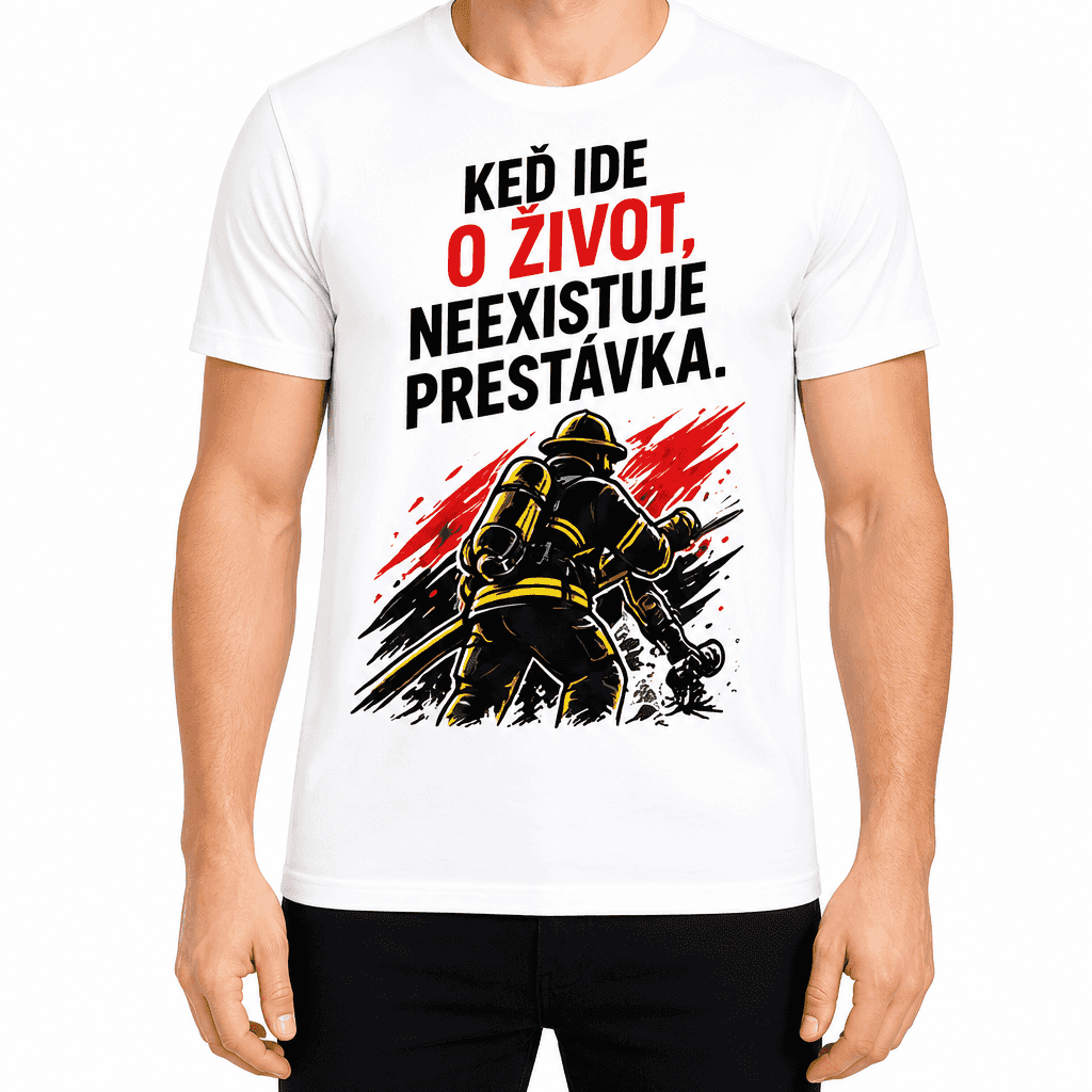 Tričko pre hasiča – Keď ide o život, neexistuje prestávka.
