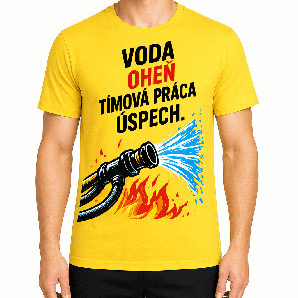 Tričko pre hasiča – Voda oheň tímová práca úspech.