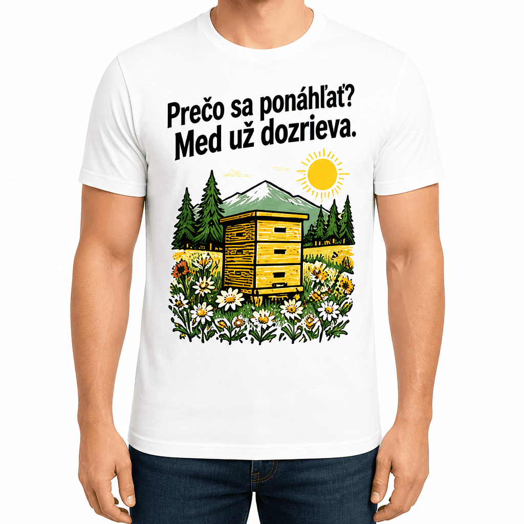 Tričko pre včelára – Prečo sa ponáhľať? Med už dozrieva.