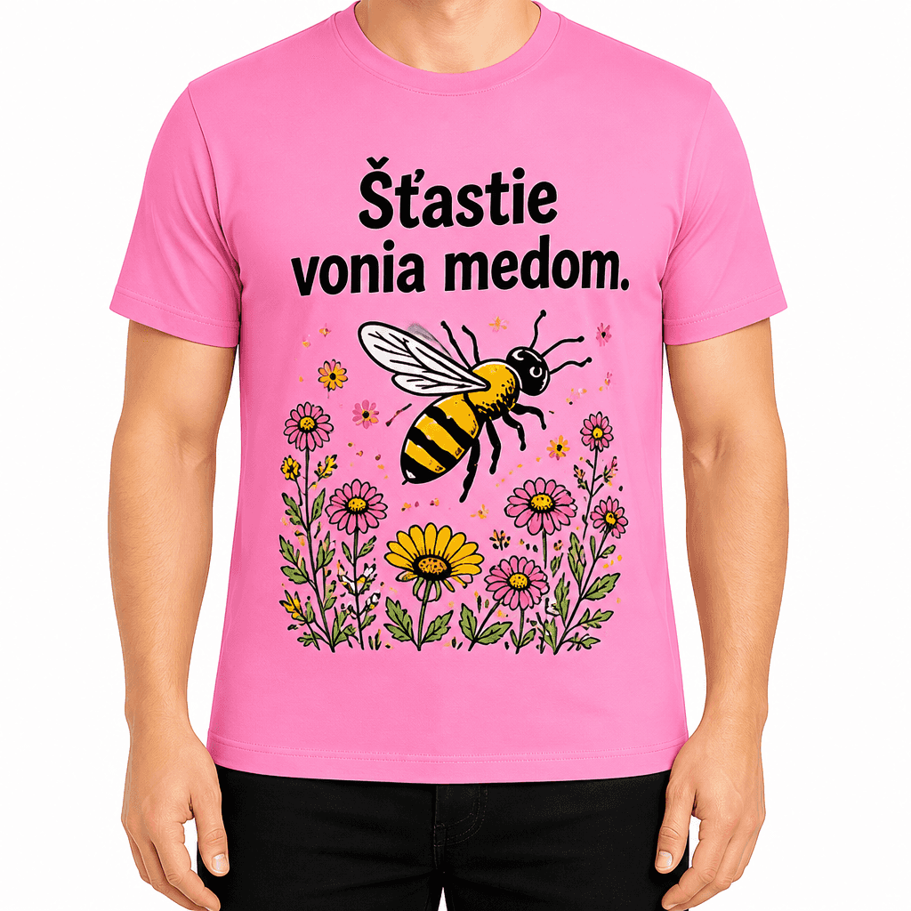 Tričko pre včelára – Šťastie vonia medom.