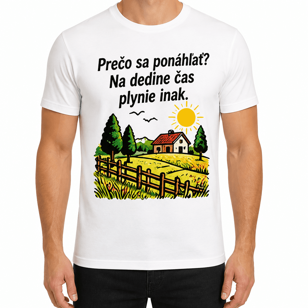 Tričko pre farmára – Prečo sa ponáhľať? Na dedine čas plynie inak.