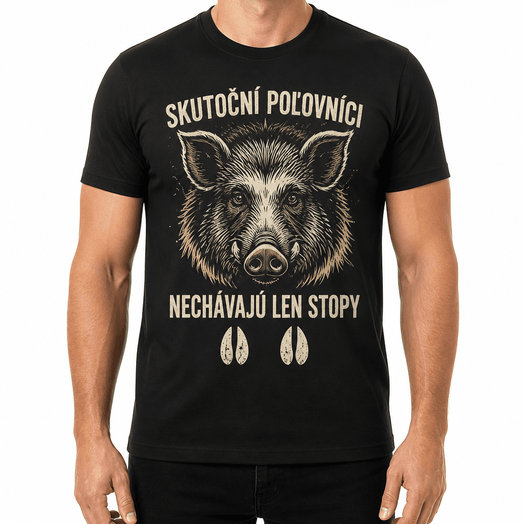 Tričko pre poľovníka – SKUTOČNÍ POĽOVNÍCI NECHÁVAJÚ LEN STOPY