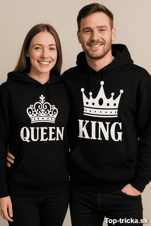 Mikiny pre páry King a Queen s korunkou