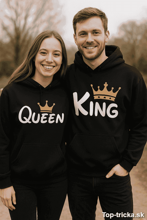 Mikiny pre páry King Queen dvojfarebné