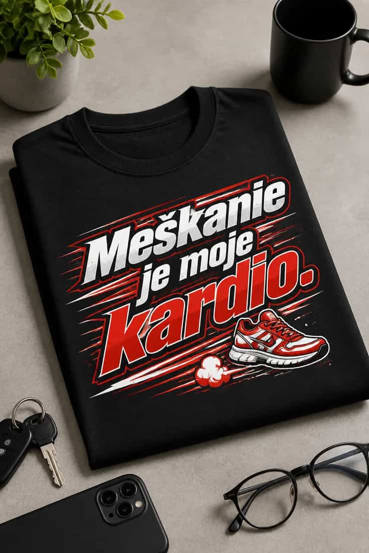 Tričko s nápisom Meškanie je moje kardio.