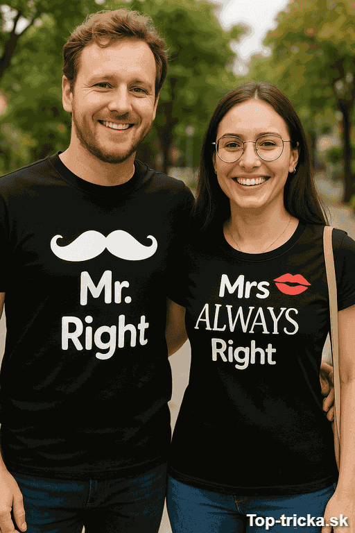 Tričká pre páry Mr Right Mrs Always Right