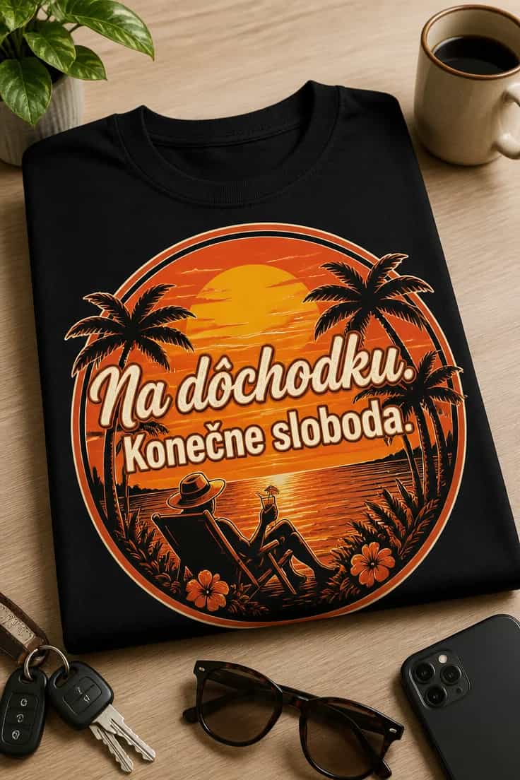 Tričko k odchodu do dôchodku: Na dôchodku. Konečne sloboda.