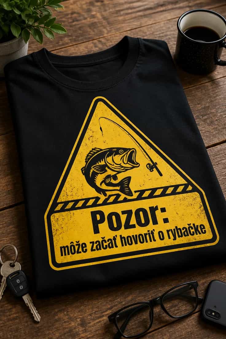 Tričko pre rybára: Pozor: môže začať hovoriť o rybačke