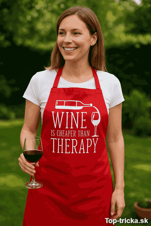 Vtipná zástera Wine is cheaper than therapy