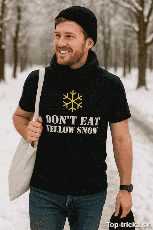 Vtipné tričko don't eat yellow snow