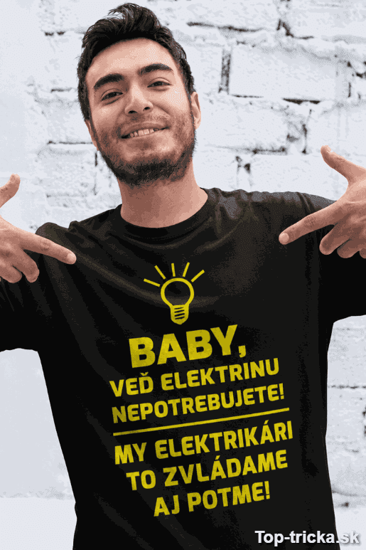 Vtipné tričko elektrikári to zvládame aj potme