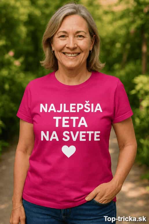 Tričko najlepšia teta na svete s ružovým nápisom