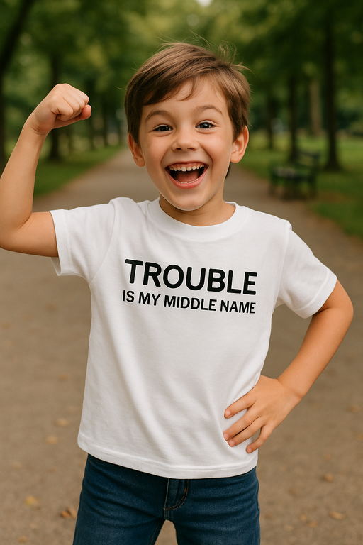 TROUBLE IS MY MIDDLE NAME - Detské tričko
