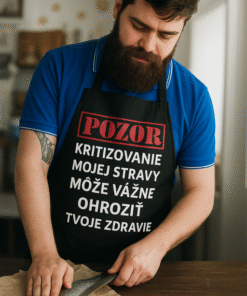 Vtipná zástera pozor — kritizovanie jedla