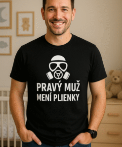 Vtipné tričko pravý muž mení plienky