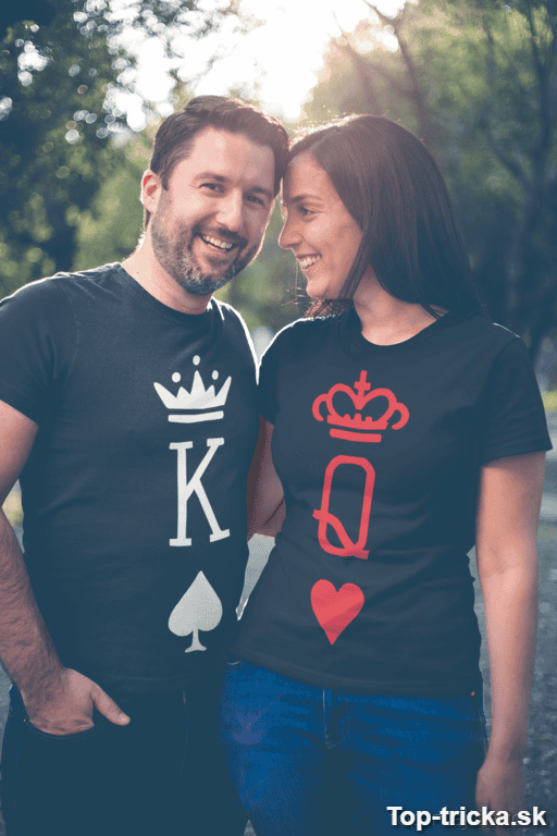 Tričká pre páry king queen karty