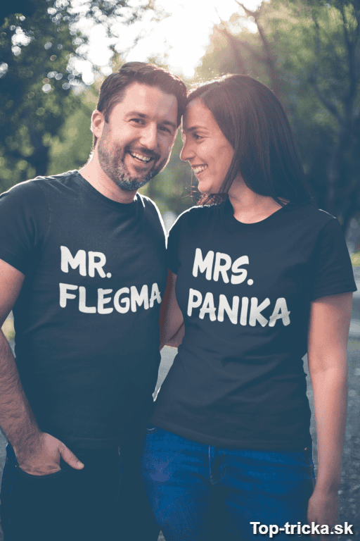 Tričká pre páry Mr Flegma Mrs Panika