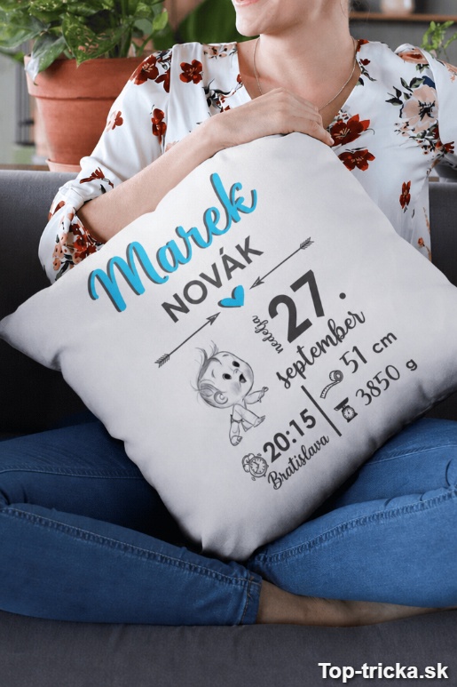 Vankúš pre novorodenca s ľubovoľným menom