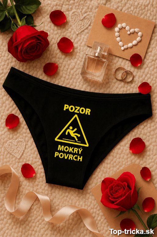 Vtipná dámska bielizeň pozor mokrý povrch