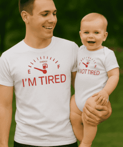 Vtipné tričko a body set tired not tired
