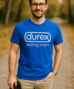Vtipné tričko durex testing team