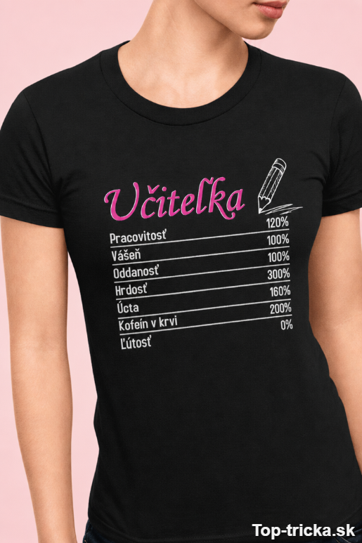 Vtipné tričko učiteľka pracovitosť