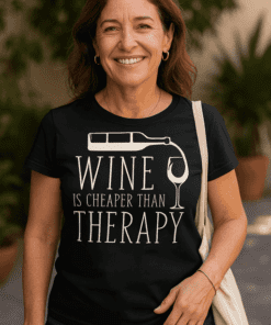 Vtipné tričko wine is cheaper than therapy