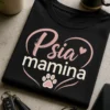 Dámske tričko s nápisom Psia mamina v jemnom ružovo-krémovom dizajne s labkou a srdcom